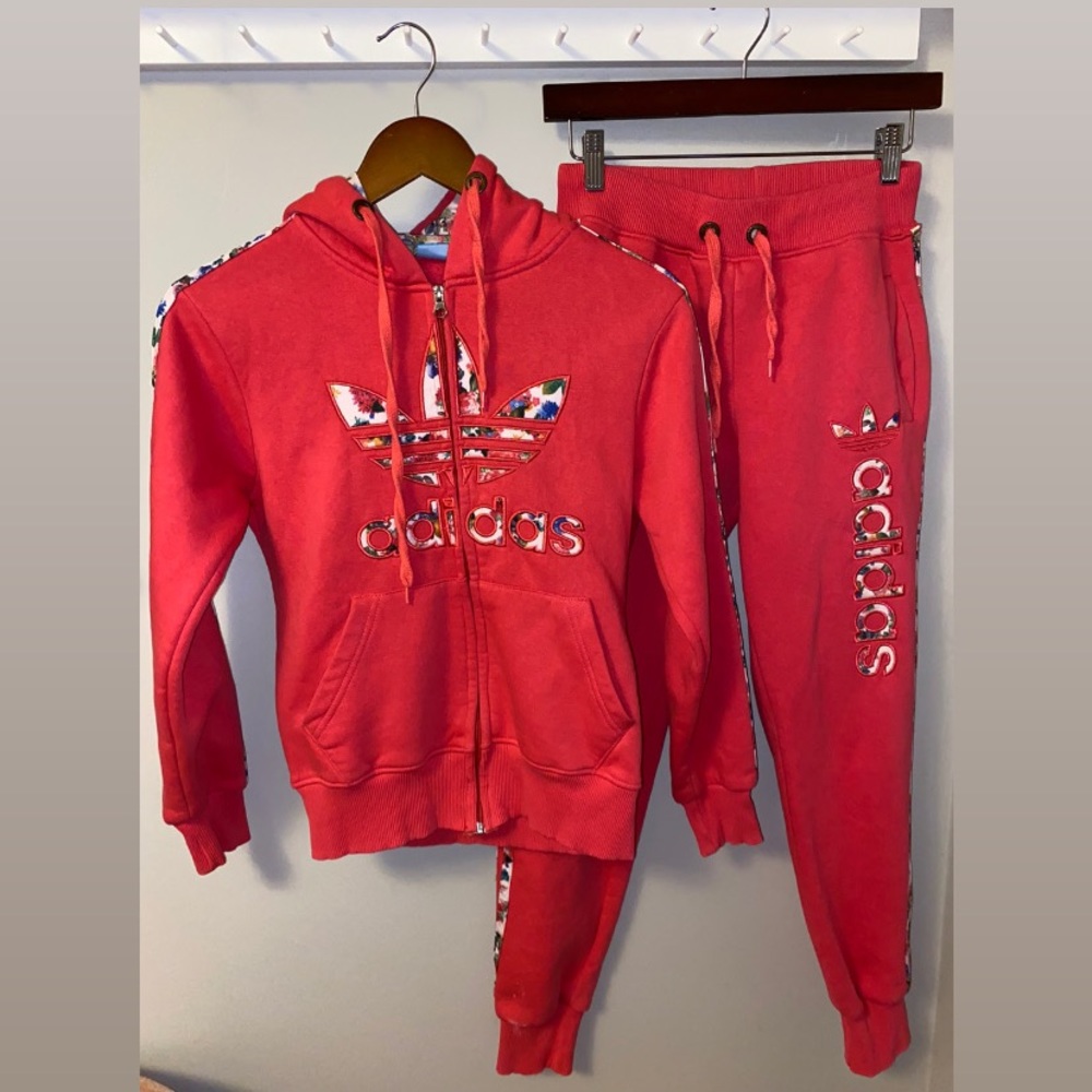 Adidas floral two piece hoodie set